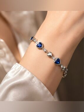 Heart Bracelet Blue and Silver